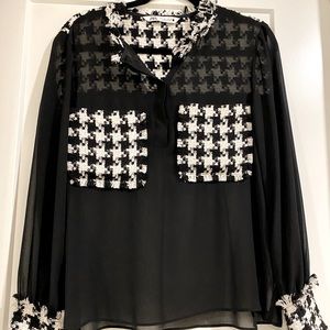 Zara Houndstooth Blouse